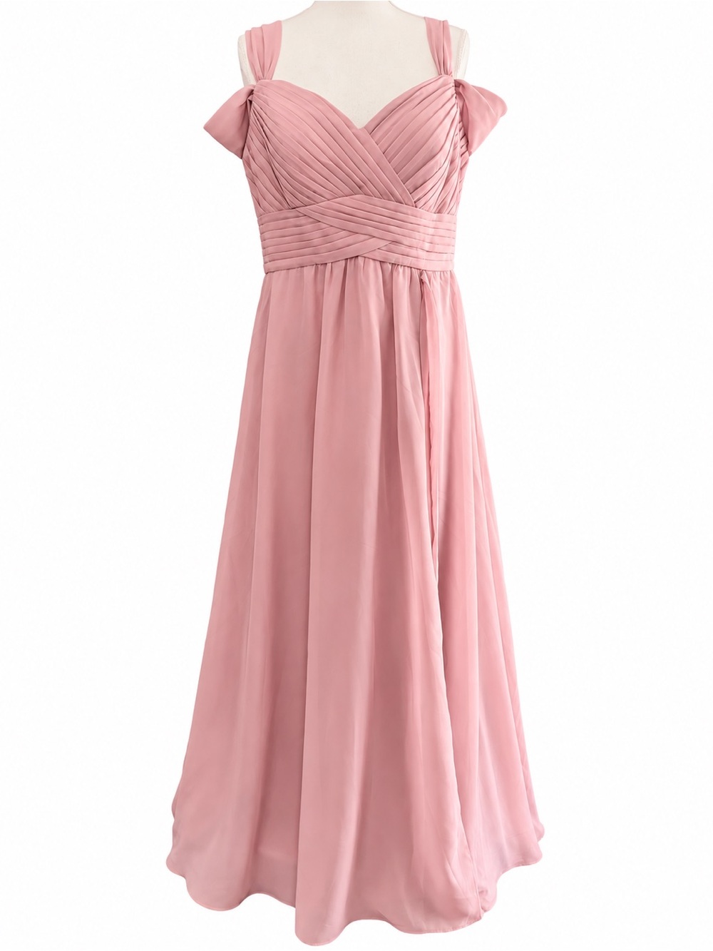 Blush Pink Women Chiffon Formal Maxi Dress 18 Corset Lace Up Pleated Bridesmaid
